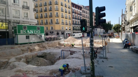 Estado de las obras de la estación de metro Gran Vía en la Red de San Luis, en Madrid. EP