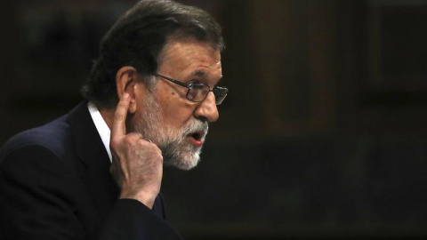 Rajoy, durante el debate de la moción de censura en el Congreso. EFE/Sergio Barrenechea