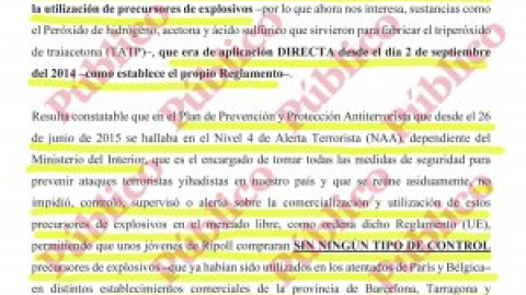 El Ministeri de l'Interior no va aplicar la normativa europea de precursors d'explosius que hauria pogut descobrir el comando del 17-A