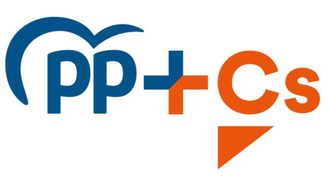 Imagen del logo de la coalición entre el Partido Popular y Ciudadanos, bajo el nombre "PP + Cs", presentado este viernes para las elecciones vascas del próximo 5 de abril.