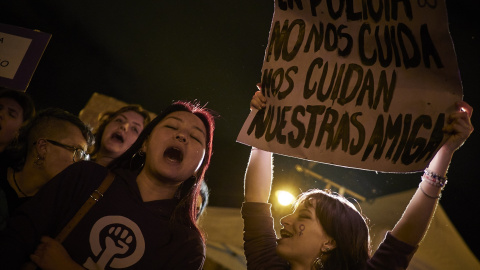  Cientos de personas durante una manifestación convocada por el Movimiento Feminista de Euskal Herria, por el 8M. Eduardo Sanz / Europa Press.