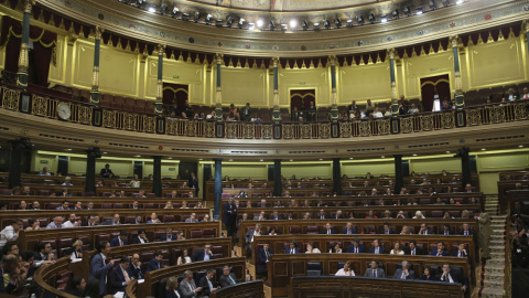 Un momento del pleno del Congreso, durante la moción de censura de Unidos Podemos contra Mariano Rajoy. EFE/Luca Piergiovanni