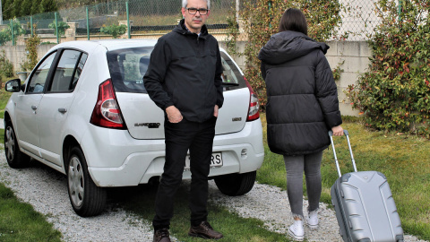 Xosé María y su hija Andrea, quien no fue al viaje escolar de fin de curso a Italia por el coronavirus