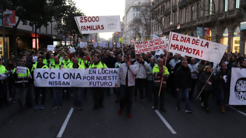 Manifestació de treballadors de Nissan pel centre de Barcelona el 18 de febrer del 2020/ ACN Aina Martí