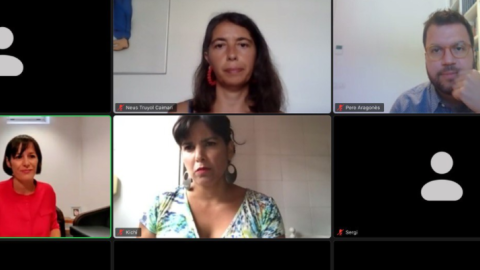 Neus Truyol, Pere Aragonès, Teresa Rodríguez i Ana Pontón en col·loqui telemàtic sobre la monarquia