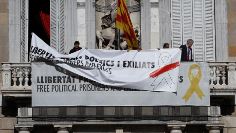 Imagen de archivo de las pancartas que Torra se negó a retirar, en contra de la orden de la Junta Electoral Central.