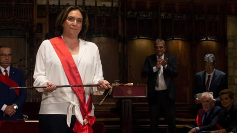 Ada Colau, després de ser reelegida alcaldessa de Barcelona. EFE / Quique García