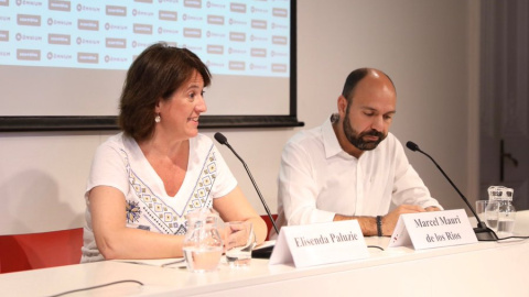 Elisenda Paluzie i Marcel Mauri en la roda de premsa conjunta de l'ANC i Òmnium Cultural. @Assemblea