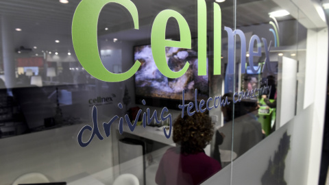 El logo de Cellnex en su stand en la última edición del Mobile World Congress.