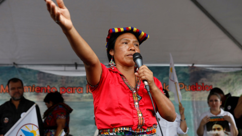 Una imagen de Thelma Cabrera durante un acto electoral. REUTERS/Luis Echeverria