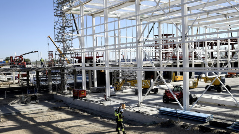 Obras de construcción del nuevo Hospital de Emergencias de la Comunidad de Madrid, en la zona de Valdebebas. E.P./Óscar Cañas