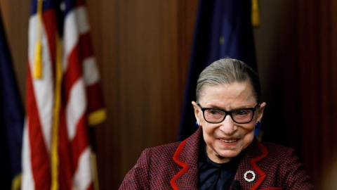 La jueza Ruth Bader Ginsburg, en Nueva York en 2018. EFE/EPA/JUSTIN LANE