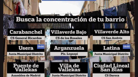 Cartel de la convocatoria de manifestaciones contra el confinamiento y por la dimisión de Ayuso.