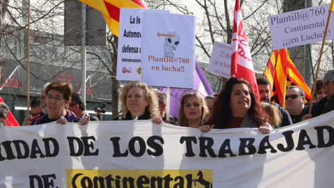 Treballadores de Continental en una de les marxes de protesta. Norma Vidal / ACN