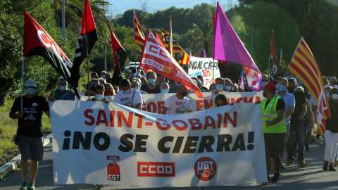 Una manifestación de trabajadores de Saint-Gobain. Àlex Recolons / ACN