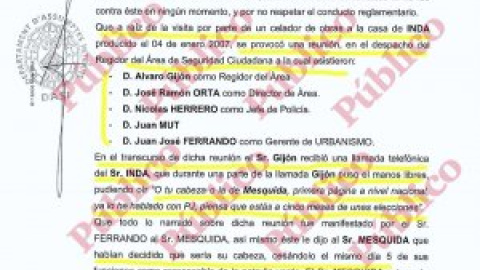 Inda amenazó al PP de Palma para que cesara al policía local que reportó una obra ilegal en su domicilio