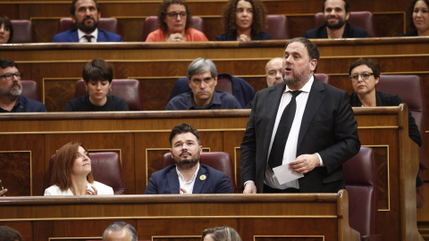 Oriol Junqueras durant la primera sessió del Congrés dels Diputats. Europa Press