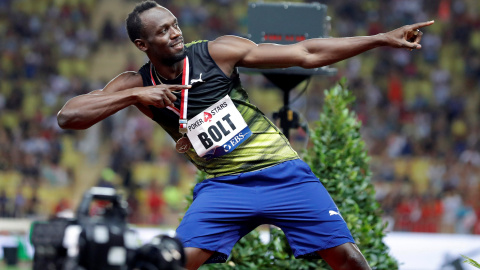 El atleta jamaicano Usain Bolt tras ganar los 100 metros en la IAAF Diamond League Herculis en Monaco /REUTERS (Eric Gaillard)