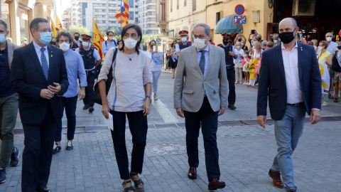 El president Quim Torra a la seva arribada al mercat del llibre infantil Encontats a Balaguer. ANNA BERGA / ACN