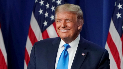 El presidente de EEUU, Donald J. Trump, durante el primer día de la Convención Nacional Republicana (RNC) en Charlotte, Carolina del Norte, (EEUU). EFE / EPA / Chris Carlson /