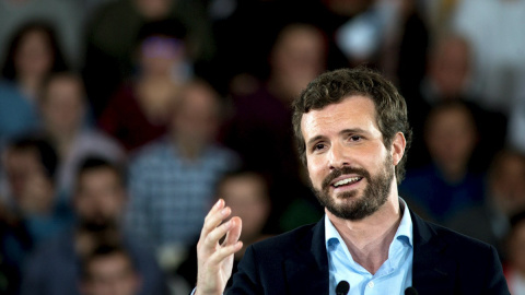 01/03/2020.- El presidente del PP, Pablo Casado, durante el acto por el undécimo aniversario de la primera victoria electoral de Alberto Núñez Feijóo en Ourense. EFE/Brais Lorenzo