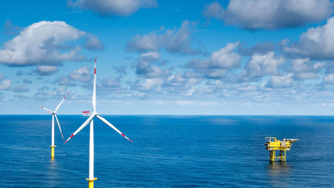 Aerogeneradores en un parque eólico marino. SIEMENS GAMESA