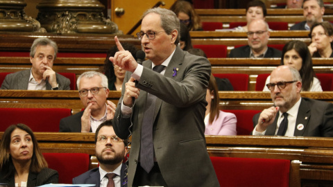 Torra, durant la sessió de control al Parlament. ACN / GERARD ARTIGAS