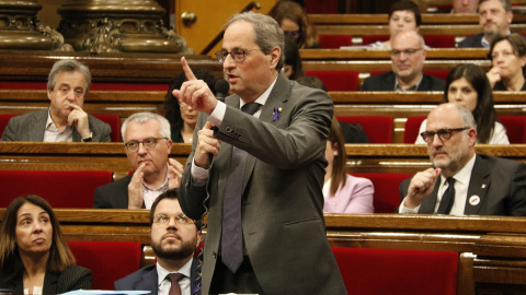 Torra durante la sesión de control del Parlament./ ACN - Gerard Artigas