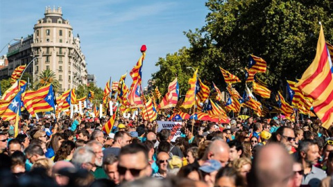 Imagen de archivo de la manifestación de la Diada de 2019. AFP/Óscar J.Barroso