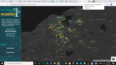 El mapa muestra la presencia femenina en el callejero de La Habana | Universidad de Zaragoza