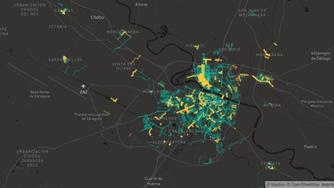 El mapa muestra la presencia femenina en el callejero de Zaragoza | Universidad de Zaragoza