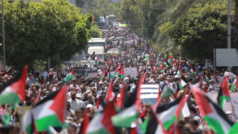 Manifestantes protestan contra el plan de anexiÃ³n de Israel en Gaza