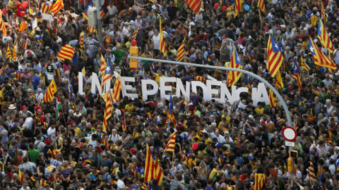 Manifestación por la independencia de Catalunya durante la última 'Diada'.- EFE