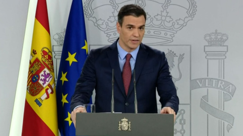 Pedro Sánchez comparece en La Moncloa.