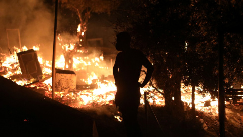 Incendio en el campo de refugiados de Moria. /Reuters