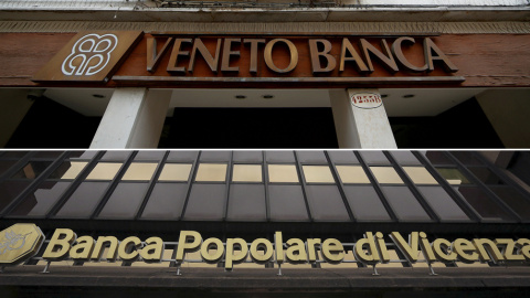 Las sedes de Banca Popolare de Vincenza y de Veneto Banca. REUTERS