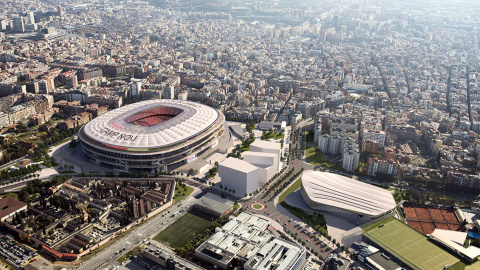 Simulació del Camp Nou remodelat i tot el seu entorn, segons el projecte de l’Espai Barça. DEPARTAMENT DE TERRITORI I SOSTENIBILITAT