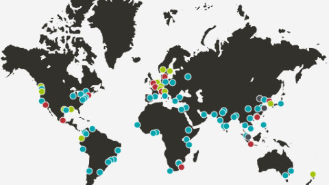 Mapa de la Red C40 de ciudades por el cambio climático