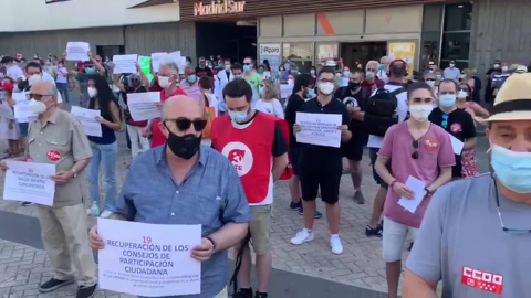 Colectivos por la sanidad pública piden frente a la Asamblea la dimisión de Ayuso