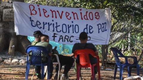 Antiguos guerrilleros de las FARC en San Jose de Oriente. - AFP