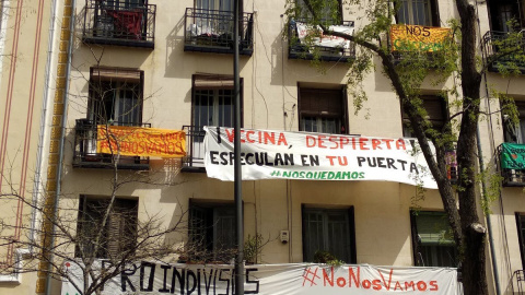 Fachada del edificio de viviendas de la calle Argumosa, 11, en el barrio de Lavapiés de Madrid.-SINDICATO DE INQUILINAS E INQUILINOS DE MADRID