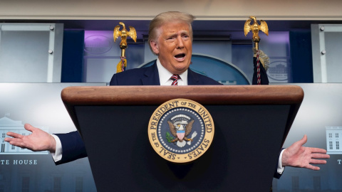 27/09/2020.-El presidente estadounidense, Donald Trump, en una rueda de prensa. / EFE