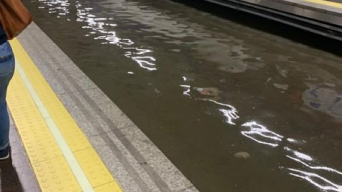 Inundaciones en el Metro de Madrid. / Twitter