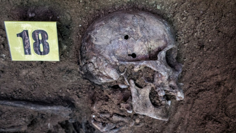 Exhumación de Timoteo Medieta en el cementerio de Guadalajara por orden de la Justicia de Argentina.Óscar Rodríguez, miembro de la ARMH