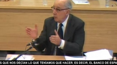 Rodrigo Rato durant la seva declaració durant el judici.