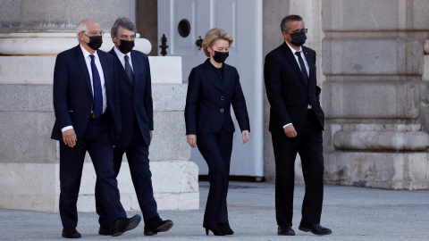 Josep Borrel, David Sassoli, Ursula von der Leyen y Tedros Adhanom Ghebreyesus. EFE/Ballesteros/POOL