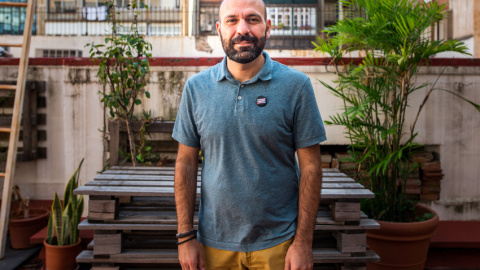 Marcel Mauri fotografiat a la terrassa de la seu nacional d'Òmnium a Barcelona abans de l'entrevista. MIGUEL VELASCO ALMENDRAL