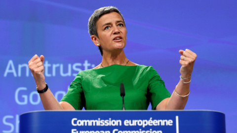 La comisaria de Competencia de la UE, Margrethe Vestager, en una rueda de prensa en Bruselas. REUTERS/Francois Lenoir