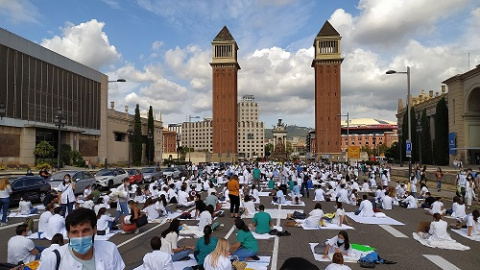 Metges Interns Residents (MIR) durant una protesta a Barcelona per reclamar millores laborals. METGES DE CATALUNYA / ACN