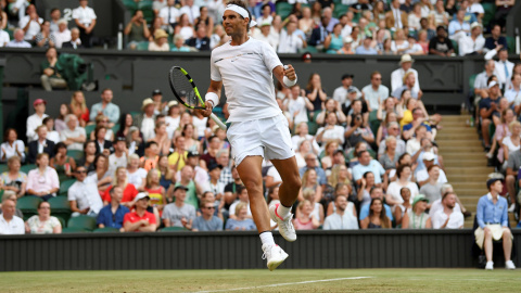 Nadal celebra su victoria ante Donald Young en Wimbledon. /REUTERS